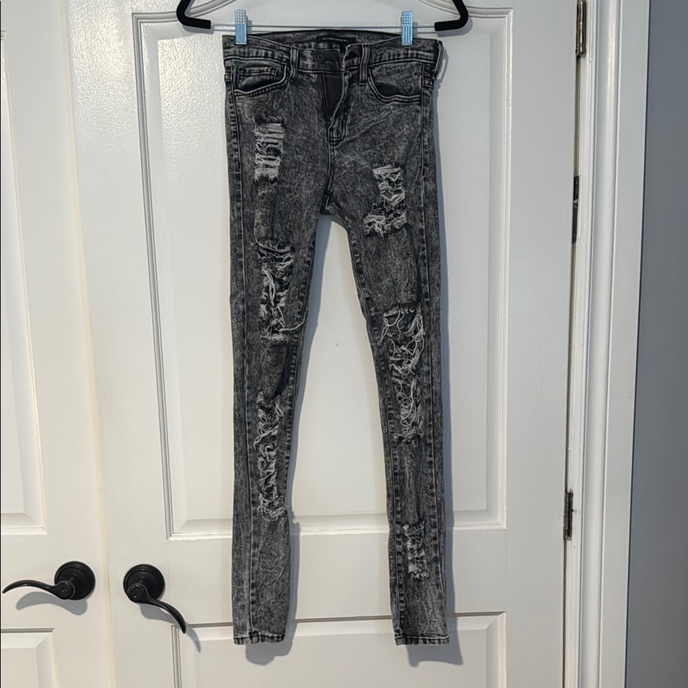 Flying Monkey Dark Gray Distressed Skinny Jeans